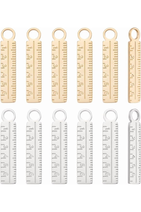 12Pcs 2 Colors Stainless Steel Charm Bar Charms Manual Polishing Pendants Ruler Charm 23.5mm Long Rectangle Smooth Metal Pendant for DIY handcrafting