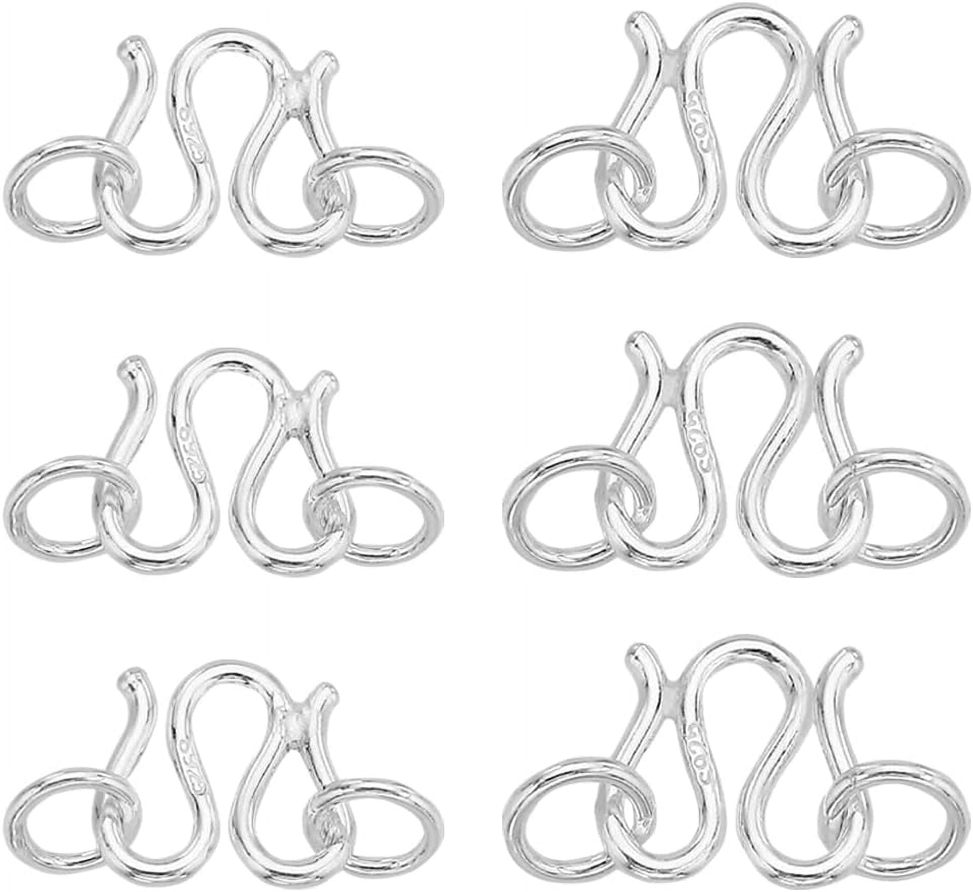 12Pcs 2 Size M Hook Clasp 925 Sterling Silver W Hook Clasp with Closed