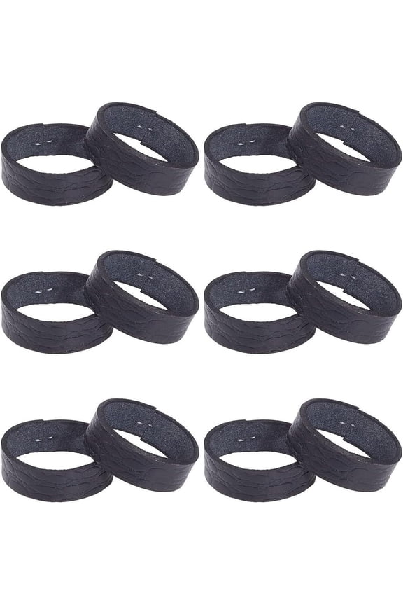 12Pcs 2 Sizes Cowhide Belt End Holder Leather Belt Loops Keepers Belt Tip Fixing Strap Ring Buckle Black