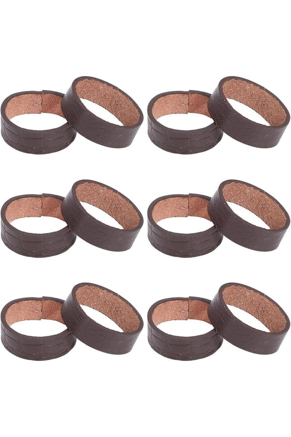 12Pcs 2 Sizes Cowhide Belt End Holder Leather Belt Loops Keepers Belt Tip Fixing Strap Ring Buckle Brown