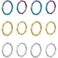 thumbnail image 1 of 12Pcs 2 Styles 3 Colors Bamboo Shape Finger Ring Knuckle Stacking Rings Thin Stackable Band Ring Gold Plated Stacking Rings Simple Plain Wedding Bands for Women, 1 of 5