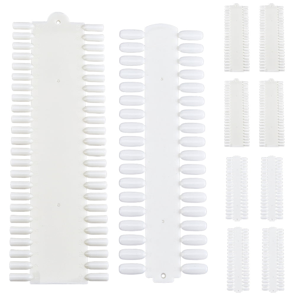 12Pcs 2 Styles Plastic 48 Nail Tips Display Board for Nail Art Design Pattern Practice White 236-298x76-100x5-6mm 6pcs/style