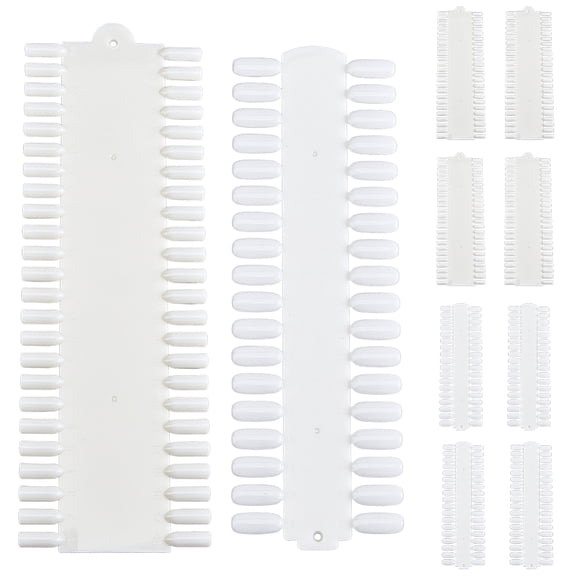 12Pcs 2 Styles Plastic 48 Nail Tips Display Board for Nail Art Design Pattern Practice White 236-298x76-100x5-6mm 6pcs/style