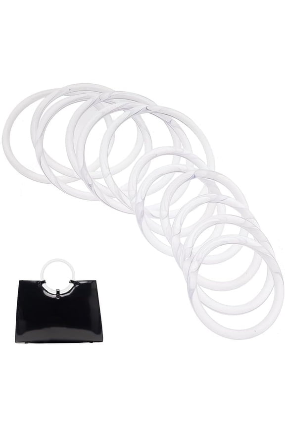 12Pcs 2 Styles Plastic Circle Bag Handles Transparent Purse Handles Ring Clear Round Handles Replacement