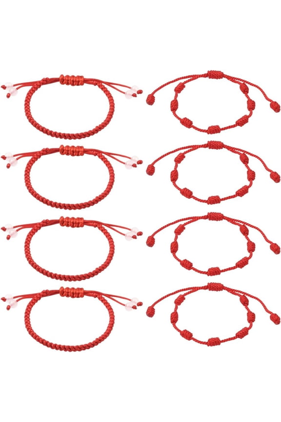 12Pcs 2 Styles Red String Bracelets Bulk Friendship Cord Bracelet Nylon Adjustable 7 Knots Rope Braid Lucky Cord Strap