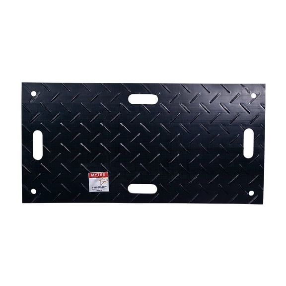 12Pcs 2' x 6' Ground Protection Mats w/ 22 Pcs Single Connectors - Diamond Plated Tread Design High Density Polyethylene Mat, Easily Supports 35 Ton Loads on Lawns, Dirt