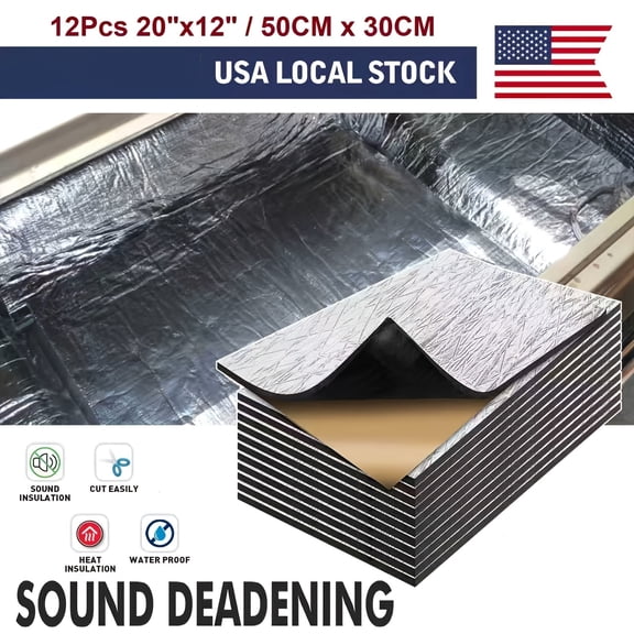 12Pcs 20"x12" Car Sound Deadening Mat, 276Mil 19Sqft Noise Insulation Foam, Sound Deadener for Car Hood Doors Trunk Engine Vehicle Truck