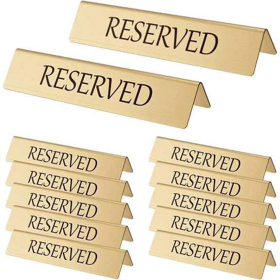 12Pcs 201 Stainless Steel Reserved Table Signs Tent Signs for Restaurant Bar Golden 38x150x32mm for DIY