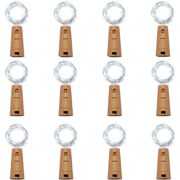 12Pcs/24Pcs 20 LED Wine Bottle Cork Lights, Fairy Mini String Lights Copper Wire, Battery Operated Starry Lights for DIY, Christmas, Halloween, Wedding, Party, Indoor&Outdoor