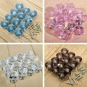 12Pcs 25mm Crystal Glass Dresser Drawer Knobs Diamond Plated Shape Door Handle Pull Knobs Cabinet Furniture Handles Knobs