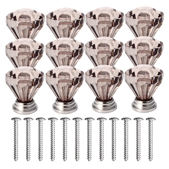 12Pcs 25mm Crystal Glass Dresser Drawer Knobs Diamond Plated Shape Door Handle Pull Knobs Cabinet Furniture Handles Knobs