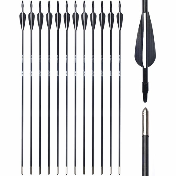 12Pcs 28" Fiberglass Archery Arrows Spine 700 OD 7mm For Recurve & Compound Bows