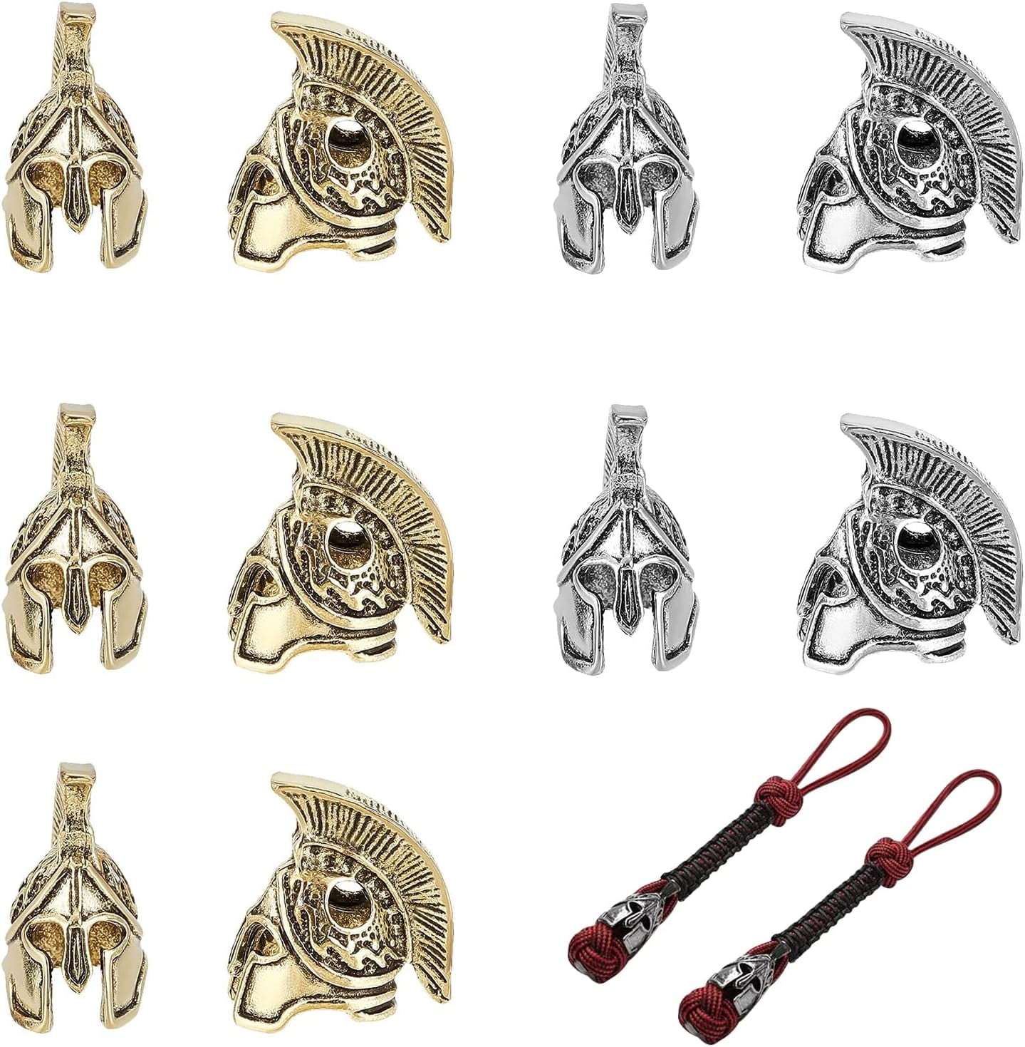 12Pcs 2Colors Spartan Helmet Paracord Knife Beads Silver Alloy Tibetan