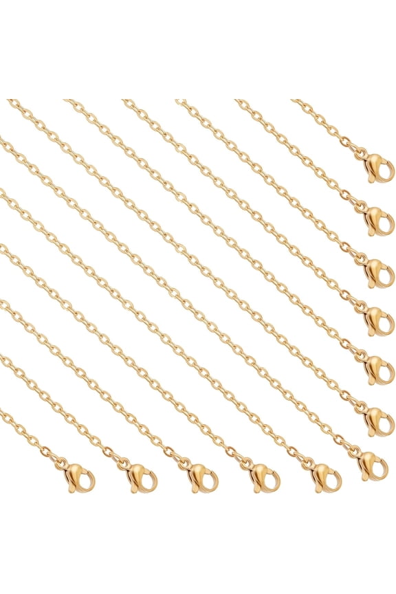 12Pcs 2mm 304 Stainless Steel Chain Necklaces for Men Women Real 18K Gold Plated 19.76 inch(50.2cm)