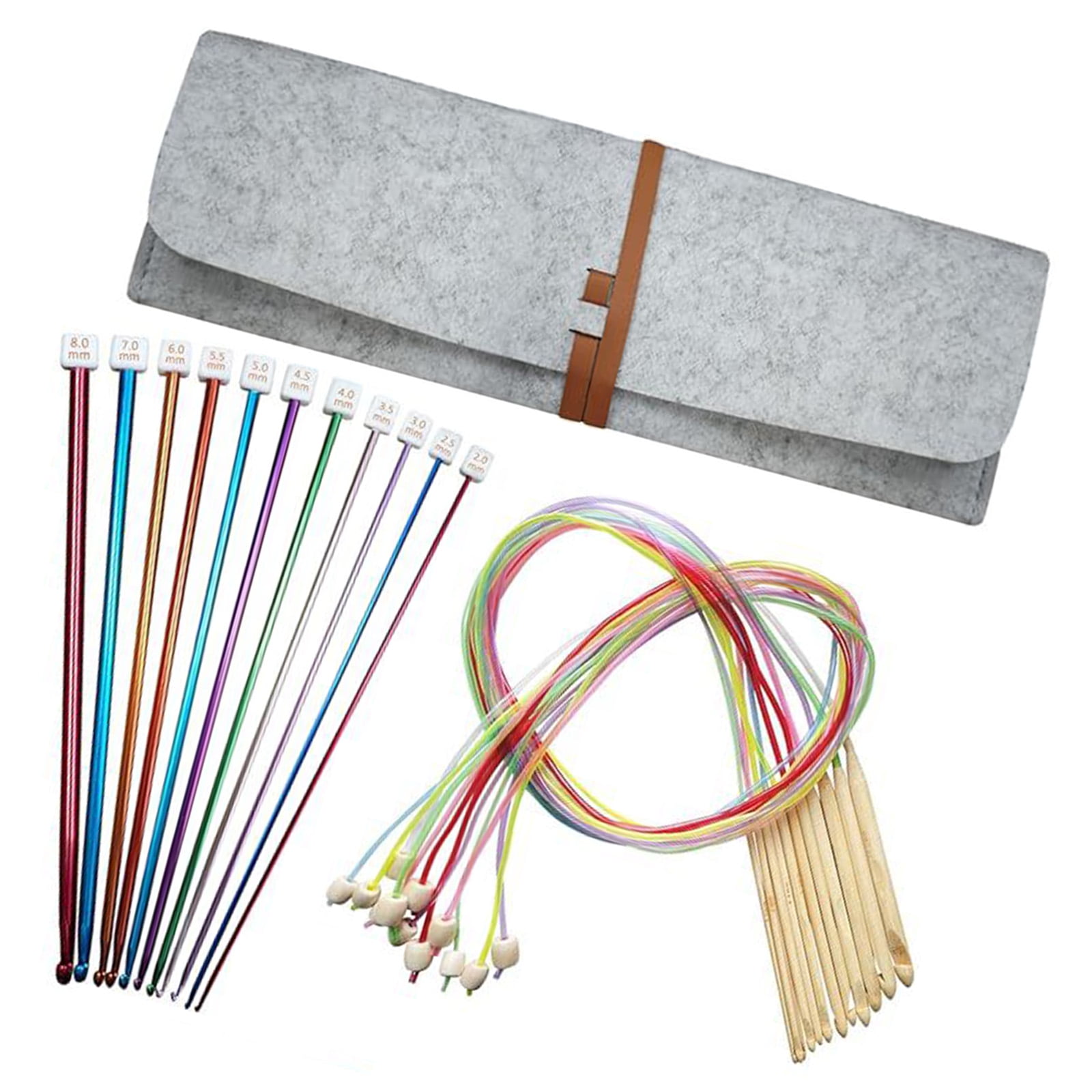 12Pcs 3-10mm Tunisian Crochet Hook with 11Pcs 2-8mm Aluminum Afghan Knitting Needle for Beginner Knitting Blanket