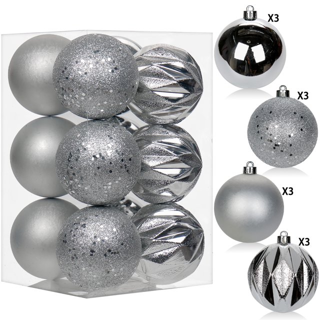 12Pcs 3.15" Christmas Ball Ornaments Shatterproof Christmas Tree