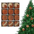 thumbnail image 1 of 12Pcs 3.15 Inch Brown Red Christmas Ball Ornaments, Flocked Velvet Shatterproof Baubles, Hanging Holiday Tree Decor for Home, 1 of 7
