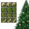thumbnail image 1 of 12Pcs 3.15 Inch Olive Green Christmas Ball Ornaments, Flocked Velvet Shatterproof Hanging Balls for Christmas Tree Decor, 1 of 7