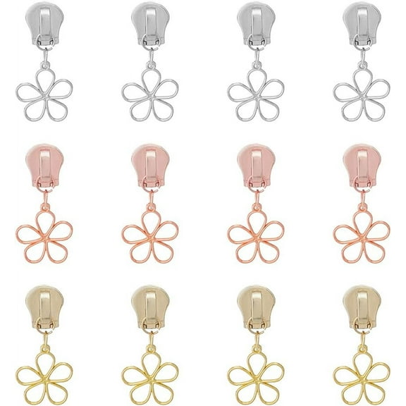 12Pcs 3 Colors Flower Alloy Replacement Zipper Sliders for Luggage Suitcase Backpack Jacket Bags Coat Mixed Color 3.6cm 4pcs/color
