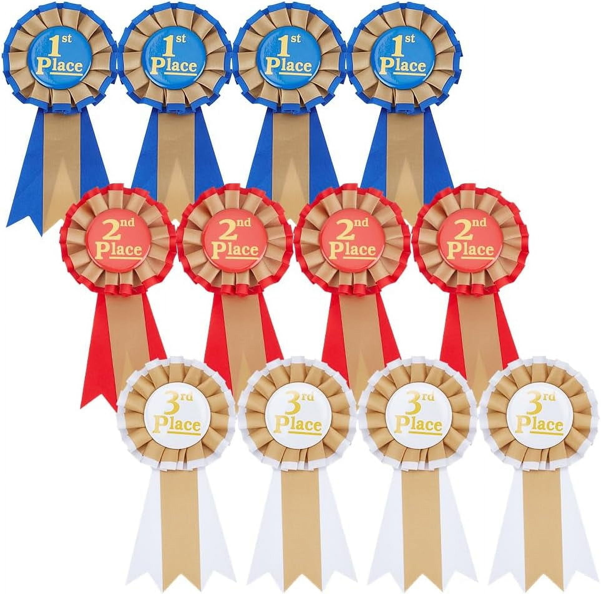 12Pcs 3 Colors Place Winner Ribbons Colorful Medals Ribbon Shape Iron ...