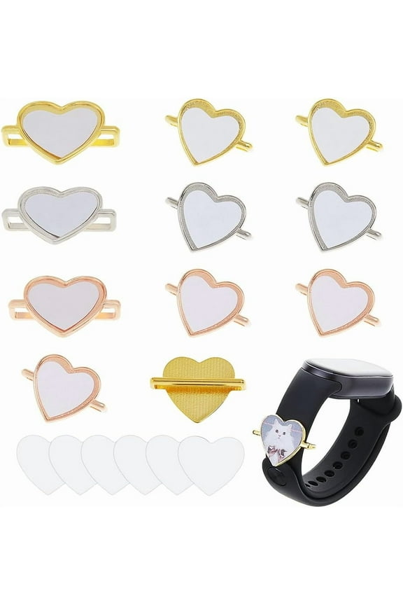 12Pcs 3 Colors Watch Charms Bulk Blank Sublimation Watch Charms Heat Transfer Personalized Watches Bands Charm Smartwatch Charm for Women Men DIY Photo Picture Craft