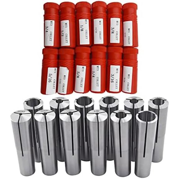 12Pcs 3 MT Collet Set 1/8-3/4Inch with 3/8 Inch -16 Threaded Back for Drawbar Fit for Machining Turning (MT3 3MT)$$Tools & Hardware Other