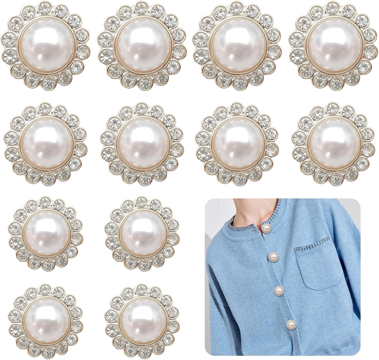 4 Pcs Faux Pearl Buttons, 4cm, For Sewing On Sweaters, Coats, Wedding Dresses - DIY Craft