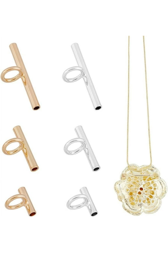 12Pcs 3 Sizes Pin to Pendant Converter Brass Brooch Pendant Converters Golden and Silver Brooch Converters for Changing Brooches Pins to Pendant DIY