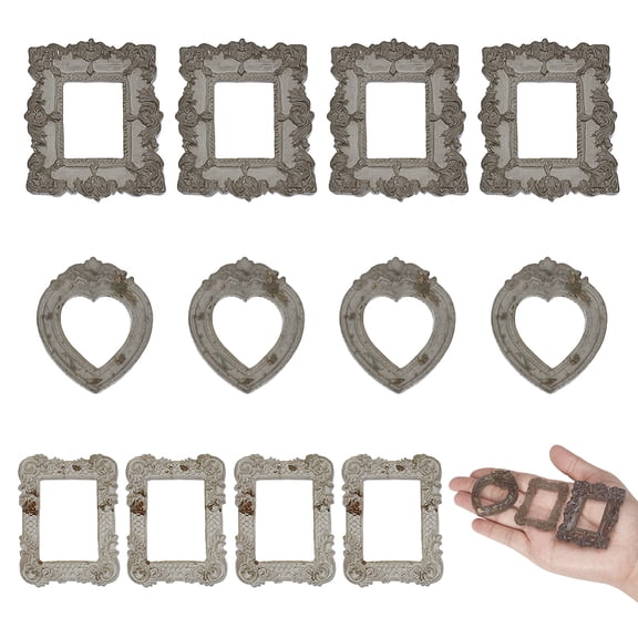 12Pcs 3 Styles Gothic Dark Style Resin Photo Frame Creative Photo Props Decorative Mixed Shapes 45.5~52x32.5~43x5~7mm 4pcs/style