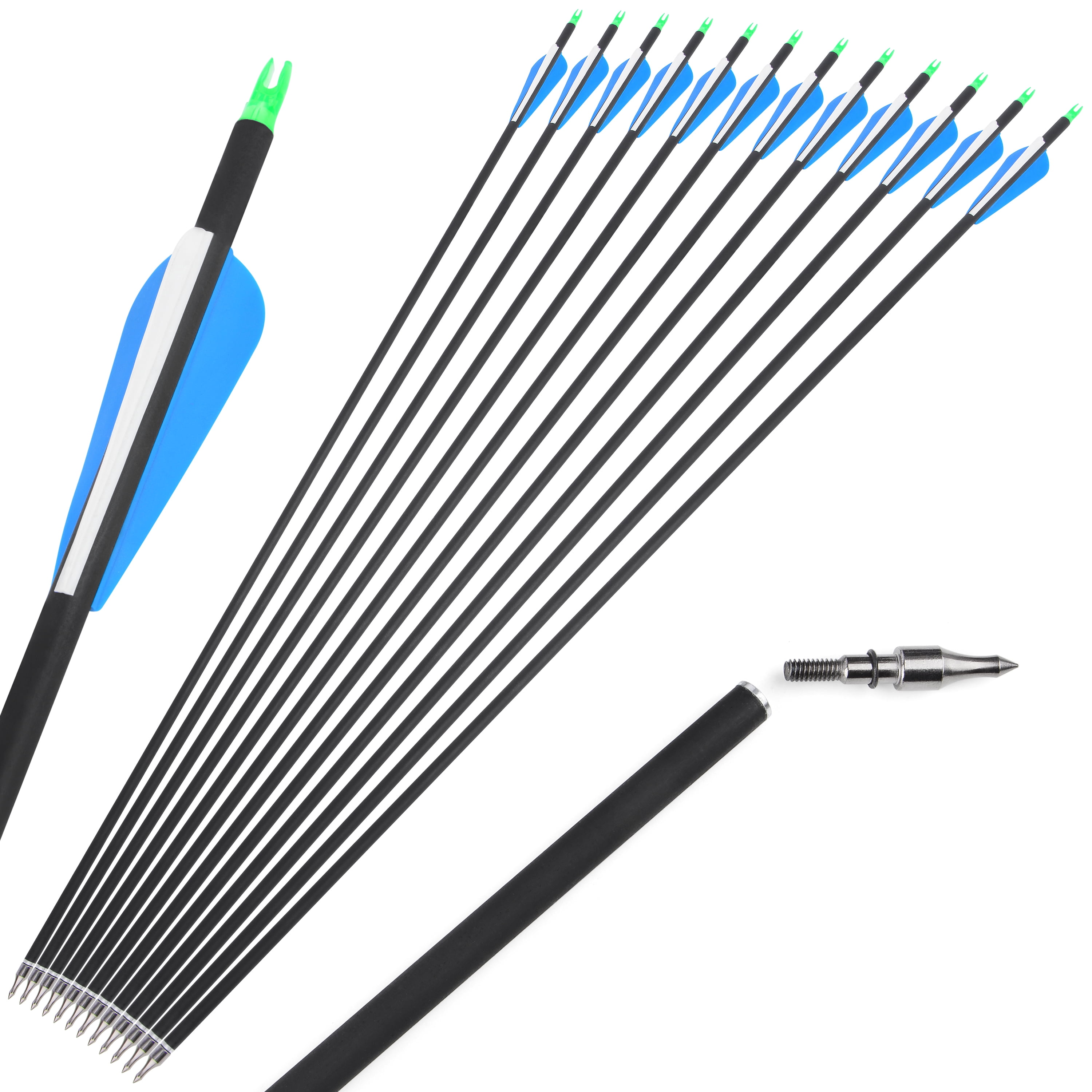 12Pcs 30" Archery Carbon Arrows Recurve Compound Bow Hunting Target