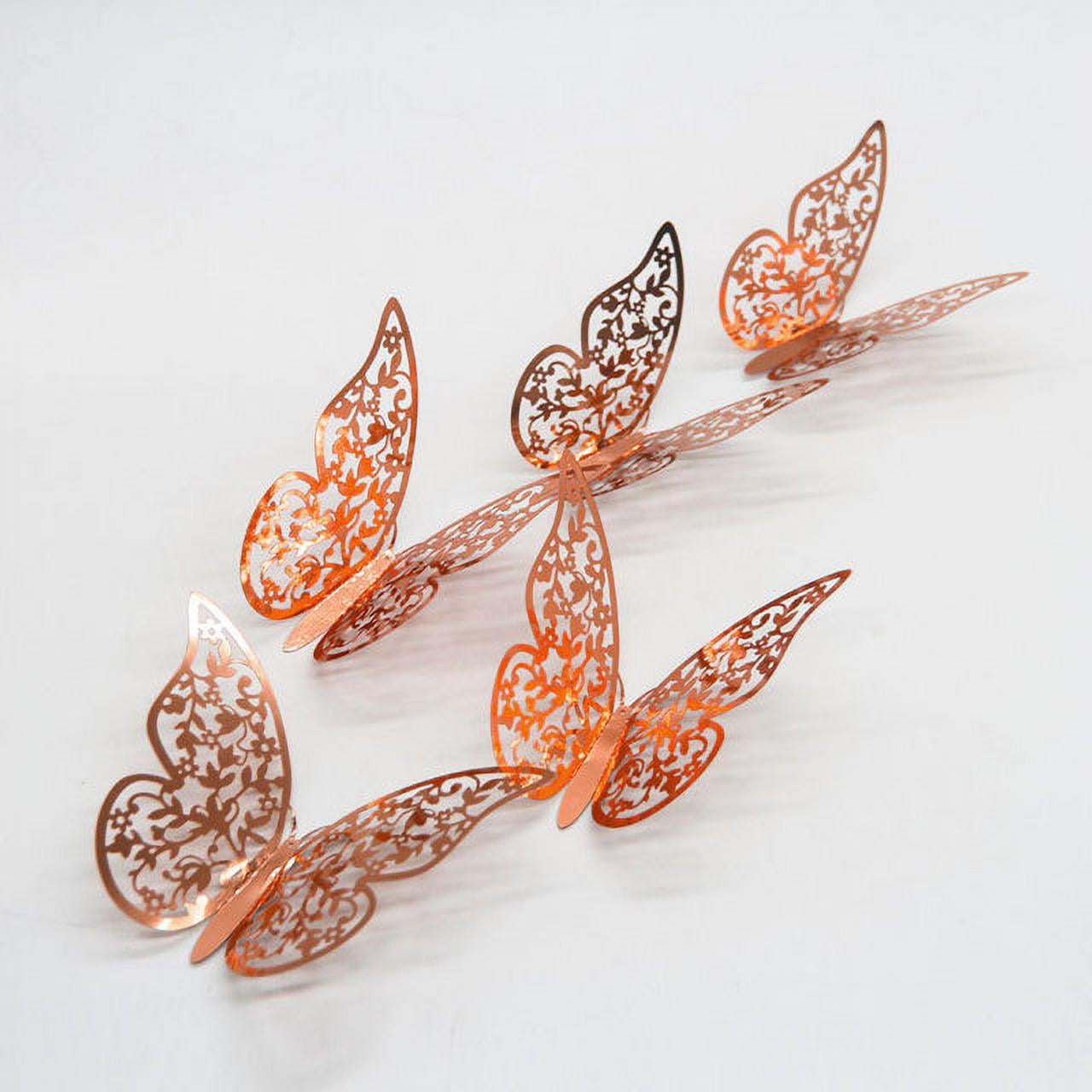 12Pcs 3D Butterfly Wall Decal DIY Art Rose Gold Glitter Sticker for ...