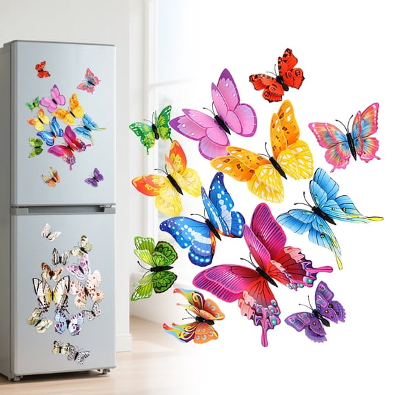 12Pcs 3D Butterfly Wall Stickers, Removable Butterfly Wall Decor, Whimsical Spring Decor for Girls Bedroom, Room & Classroom Wall Decoration