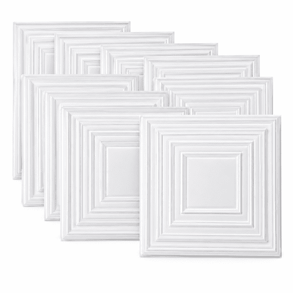 12Pcs 3D Ceiling Panels - 11.8 x 11.8 Inch White PVC Wall Panels, Cuttable and Paintable Textured Tiles for Ceiling, Wall, Bathroom, Kitchen and TV Background