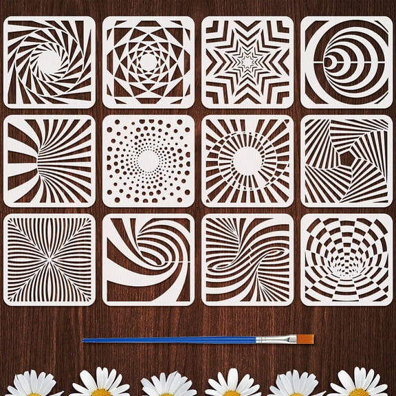 12Pcs 3D Spatial Geometry Stencils