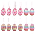 thumbnail image 1 of 12Pcs 3D Vintage Paper Mache Foam Egg Hanging Ornaments For Easter Decoration, Easter Foam Colored Paper Egg Hanging Party Decoration With Rabbits Chicks Flowers Dots Stripes, 1 of 8