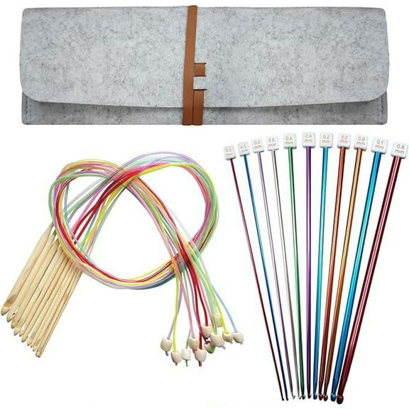 12Pcs 3mm-10mm Tunisian Crochet Hook with Cable Beads 11Pcs Aluminum Afghan Knitting Needle 2mm-8mm for Knitting