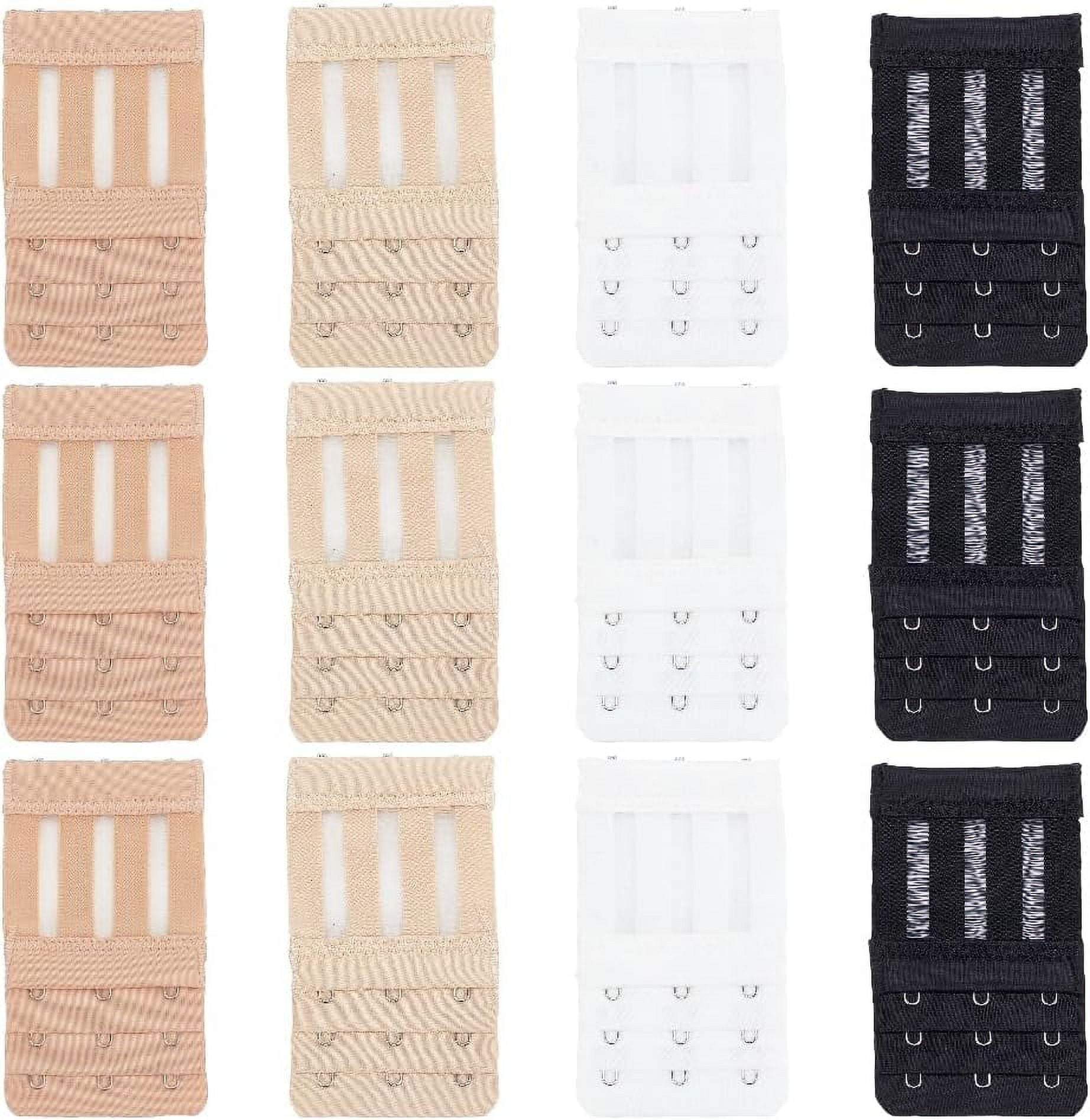 12Pcs 4 Colors Flexible Bra Extender Strap, 3 Rows 3 Hooks Adjustable