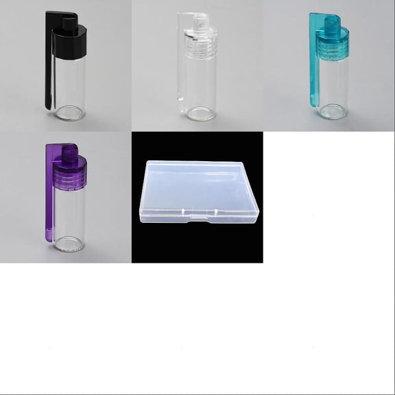 12Pcs 4 Colors Glass Refillable Bottle for Spice Seasoning Powder Perfume with Plastic Lid Column Mixed Color 18.5x15.5x52mm 3pcs/color