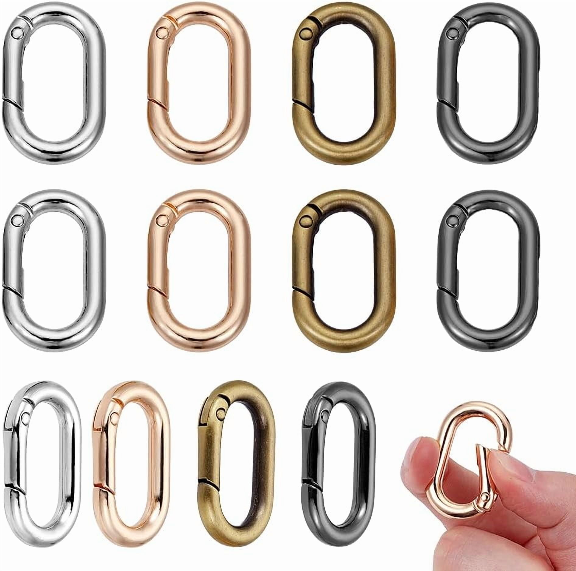 12Pcs 4 Colors Spring Gate Rings Oval Spring Key Rings Alloy Carabiner ...