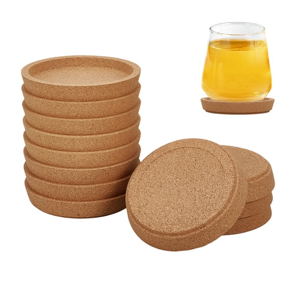 12Pcs 4 Inch Cork Coasters Absorbent Heat Resistant Reusable Coasters Cork Coaster with Lip Round Lip Cup Holder Leak Proof Corks Coaster DIY
