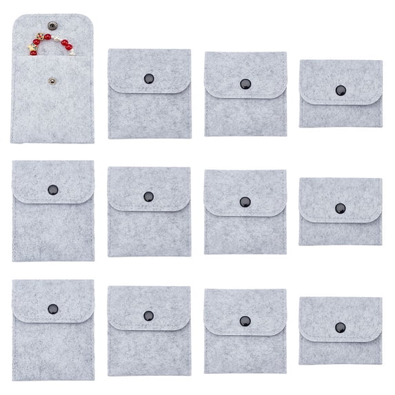 12Pcs 4 Styles Portable Felt Card Cover Bag with Iron Snap Button ...
