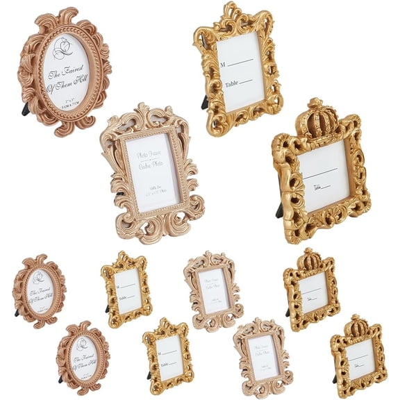 12Pcs 4 Styles Vintage Resin Picture Frame Resin Oval Rectangle Frame Mini Vintage Frame Photo Resins Frames for Photo Home Decoration Mixed Color
