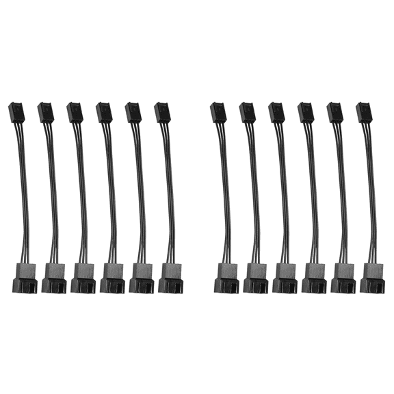 12Pcs 4Pin PWM To 3Pin Standard Fan Adapter Cable,12 x Adapter cable,black