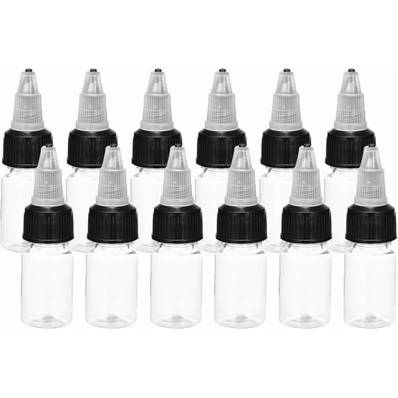 12Pcs Squeeze Bottles, Clear Dispensing Bottles with Twist Cap Lids, Plastic Squirt Bottle for Ketchup, Mustard,and Crafts