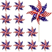 12Pcs 4th of July Decorations Outdoor, 250th Anniversary American Patriotic Pinwheels, Fourth of July Wind Spinners for Independence Day Memorial Day Outdoor Decorations, American Patriotic Decor