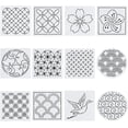 thumbnail image 1 of 12Pcs 5.5 * 5.5inch Plastic Sashiko Stencils Drawing Stencils Embroidery Patterns 12 Different Japanese Style Patterns Embroidery Templates for Hand Quilting, 1 of 7