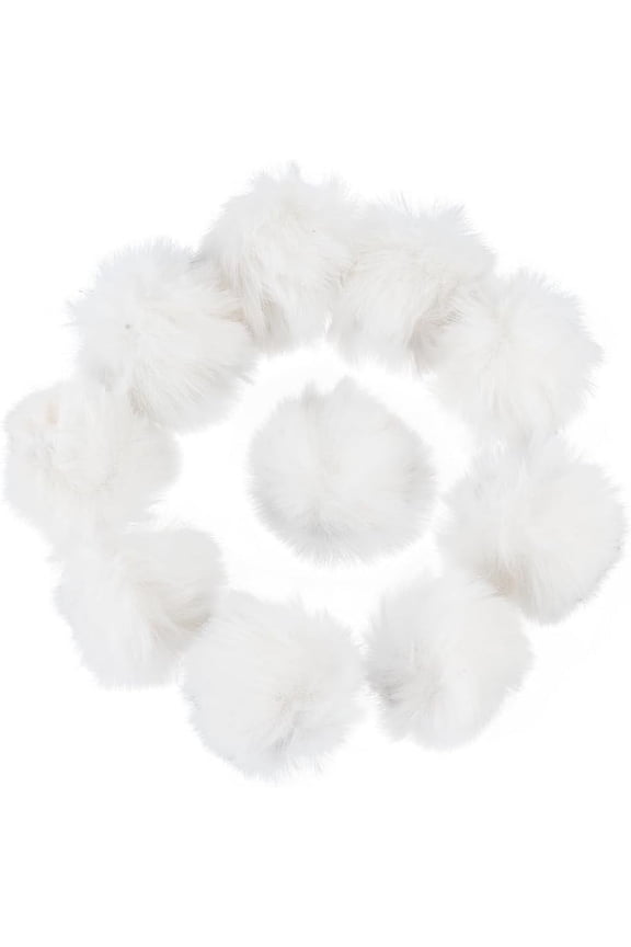 12Pcs 5 to 6cm White Fluffy Pom Pom Balls Faux Fur Pompom Ball Bunny Hair Soft Fuzzy Round Knitting Decorations Craft for DIY Art Crafting Keychain Hats Shoes Party Accessories