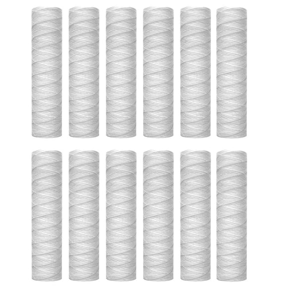 12Pcs 5 Micrometre String Wound Water Filter Universal Whole House Replacement Sediment Filters 10Inch