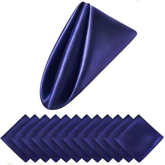12Pcs 50cm Table Napkins Cloth Square Satin Fabric Napkin Pocket Handkerchief