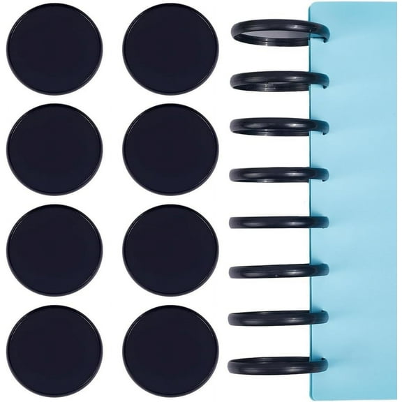 12Pcs 53mm Book Binding Discs Black Plastic Round Transparent Binder Discs Discbound Expansion Discs Buckle Hoop Flexible Loose Leaf Binder Rings for Notebook Planner Documents
